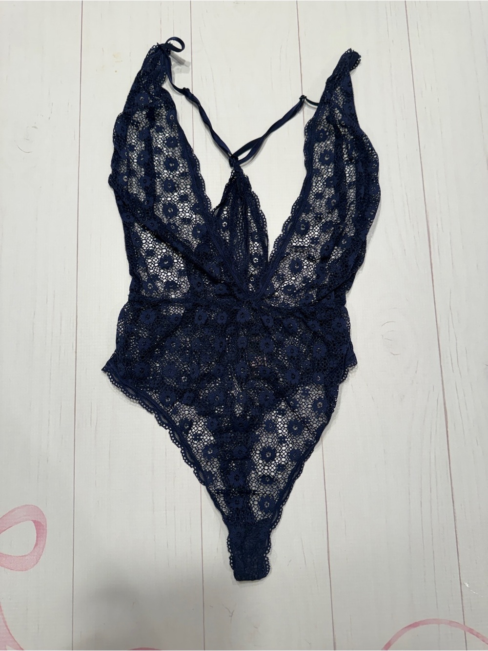 Victoria’s Secret Lace Plunge Teddy Bodysuit - Navy Size Small